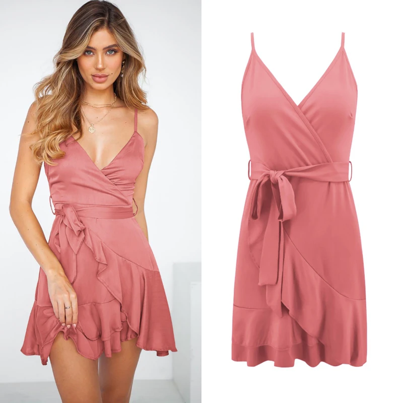 Six Color Ruffled Straps Halter Fashion Sexy Dress New Style Solid Women Dress Robe Femme Casual Summer Dress
Six Color Ruffled Straps Halter Fashion Sexy Dress New Style Solid Women Dress Robe Femme Casual Summer Dress
