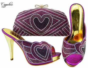 Amazing purple thin high heel lady sandal shoes and evening bag set with heart rhinestones for party JZC005
Amazing purple thin high heel lady sandal shoes and evening bag set with heart rhinestones for party JZC005