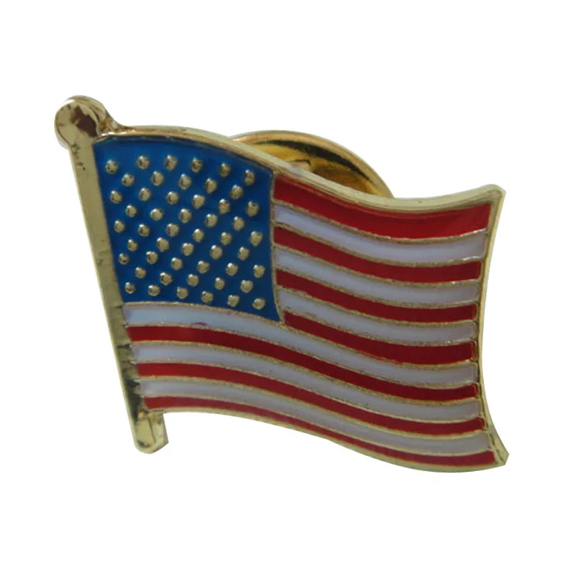 

American Flag Lapel Pins Iron with Painted and Epoxy Surface Attach Butterfly Button Accept Customized MOQ50pcs Fee Shipping