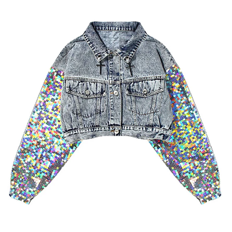 DEAT 2019 Summer Autumn Light Blue Sequin Jacket Women Lapel Long Sleeve Button Big Size Denim Coat Female Fashion MF747
DEAT 2019 Summer Autumn Light Blue Sequin Jacket Women Lapel Long Sleeve Button Big Size Denim Coat Female Fashion MF747