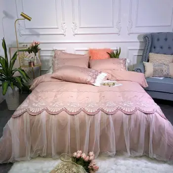 Pink Luxury Egyptian Cotton Lace Bedding sets Queen King size Embroidery Bed Duvet cover Bed sheets ropa de cama/linge de lit
Pink Luxury Egyptian Cotton Lace Bedding sets Queen King size Embroidery Bed Duvet cover Bed sheets ropa de cama/linge de lit