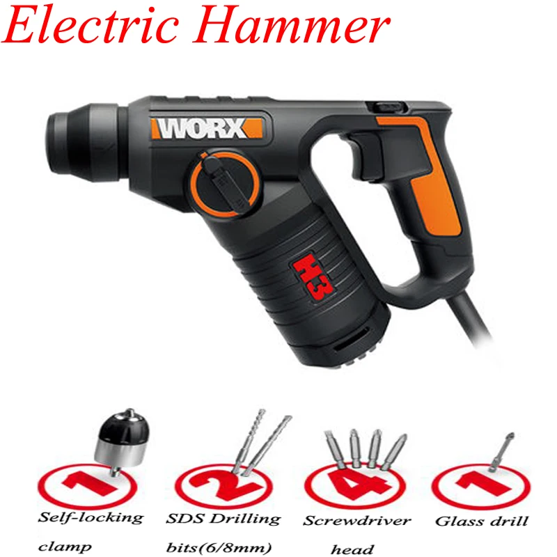 Multi-function Electric Hammer Drill Wall Concrete Impact Drill 3-in-1 AC Electric Rotary Hammer With Free Drill Bits WX346
Multi-function Electric Hammer Drill Wall Concrete Impact Drill 3-in-1 AC Electric Rotary Hammer With Free Drill Bits WX346