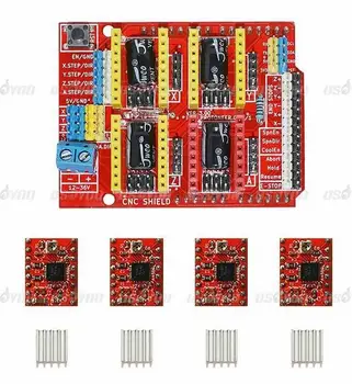 4x A4988 Stepper Motor Driver with Heat Sink + CNC Shield Expansion Board for Arduino V3 Engraver New
4x A4988 Stepper Motor Driver with Heat Sink + CNC Shield Expansion Board for Arduino V3 Engraver New