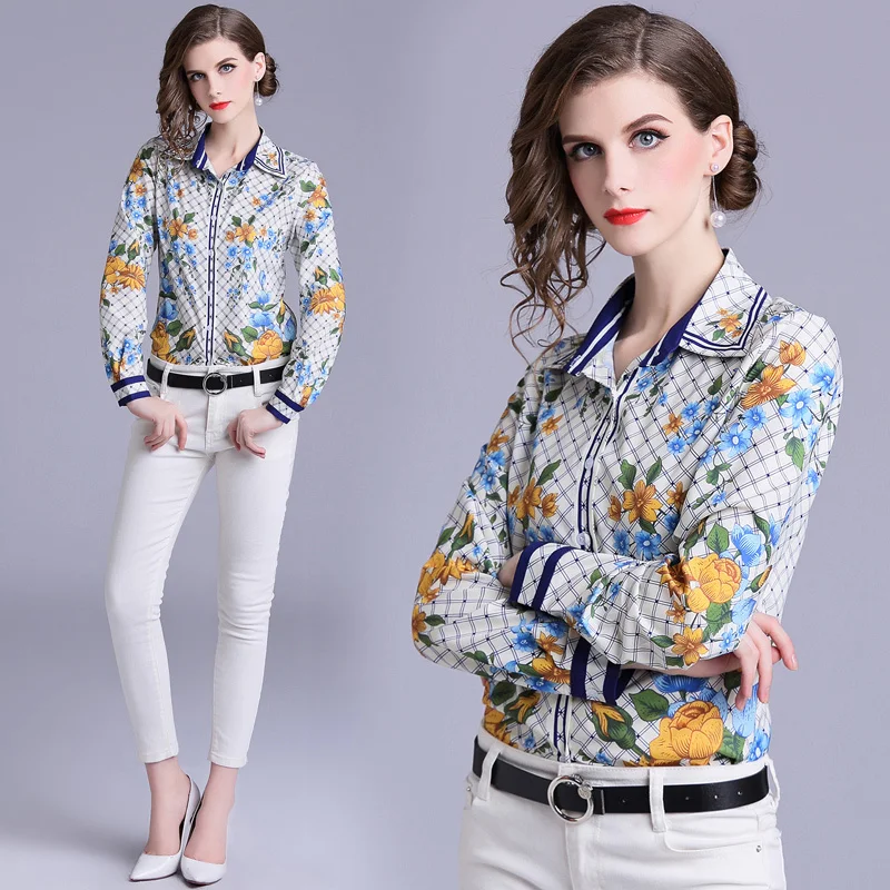2019 Spring Summer Fall Runway Vintage Floral Print Collar Button Front Long Sleeve OL Womens Ladies' Casual Tops Shirts Blouses
2019 Spring Summer Fall Runway Vintage Floral Print Collar Button Front Long Sleeve OL Womens Ladies' Casual Tops Shirts Blouses
