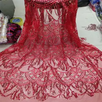 African lace fabric 2019 high quality lace French sequins tassel lace fabric beautiful lace Nigeria wedding dress JX2524 red
African lace fabric 2019 high quality lace French sequins tassel lace fabric beautiful lace Nigeria wedding dress JX2524 red
