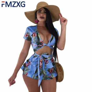 Floral Print Ruffles tracksuits Women's Set Summer Style Jumpsuits Lady outfit fashion sexy Bow tie two pieces suits casual
Floral Print Ruffles tracksuits Women's Set Summer Style Jumpsuits Lady outfit fashion sexy Bow tie two pieces suits casual