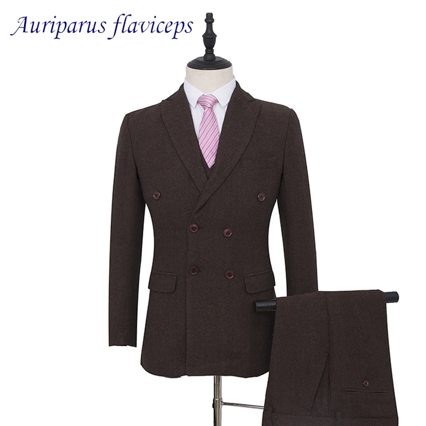 Dark Brown Harringbone Man Suit Double Breasted Wedding Suit Tweed Groom Tuxedos Harringbone Blazer 3 Pieces Groomsman Suit
Dark Brown Harringbone Man Suit Double Breasted Wedding Suit Tweed Groom Tuxedos Harringbone Blazer 3 Pieces Groomsman Suit