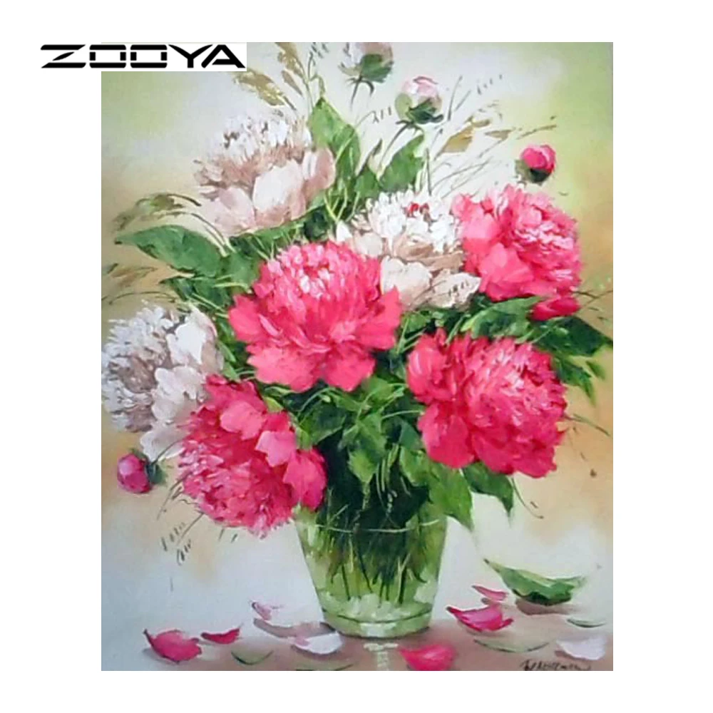 ZOOYA алмазов картина живопись маслом пион дома распродажа с цветочным принтом на