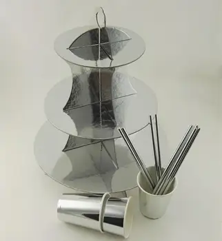 Free Shipping Foil Metallic Silver 3 tiers Cake Stand Cupcake Holder with Silver Cup/Straw Birthday Baby Shower Table Decoration
Free Shipping Foil Metallic Silver 3 tiers Cake Stand Cupcake Holder with Silver Cup/Straw Birthday Baby Shower Table Decoration