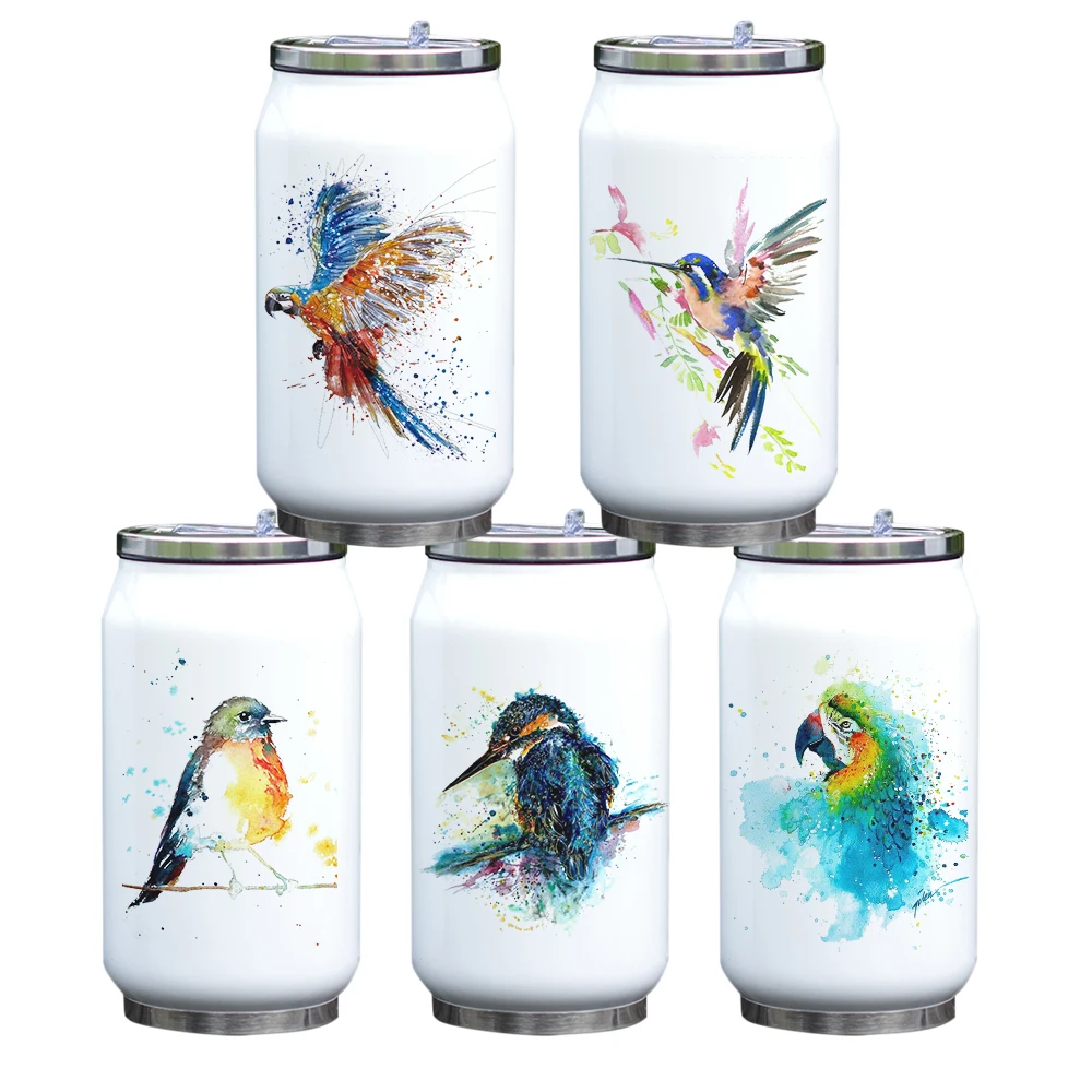 MAYREY Double Walled Cola Shaped Water Cup with Watercolor Birds Printing Stainless Steel Vacuum Insulated Bottle Leak-proof
MAYREY Double Walled Cola Shaped Water Cup with Watercolor Birds Printing Stainless Steel Vacuum Insulated Bottle Leak-proof