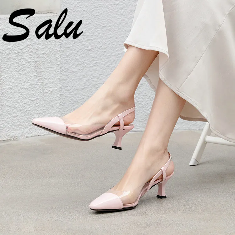 Salu New Natural Genuine Leather High Heels Women Buckle Summer Sandals Sweet Party Shoes Woman
Salu New Natural Genuine Leather High Heels Women Buckle Summer Sandals Sweet Party Shoes Woman