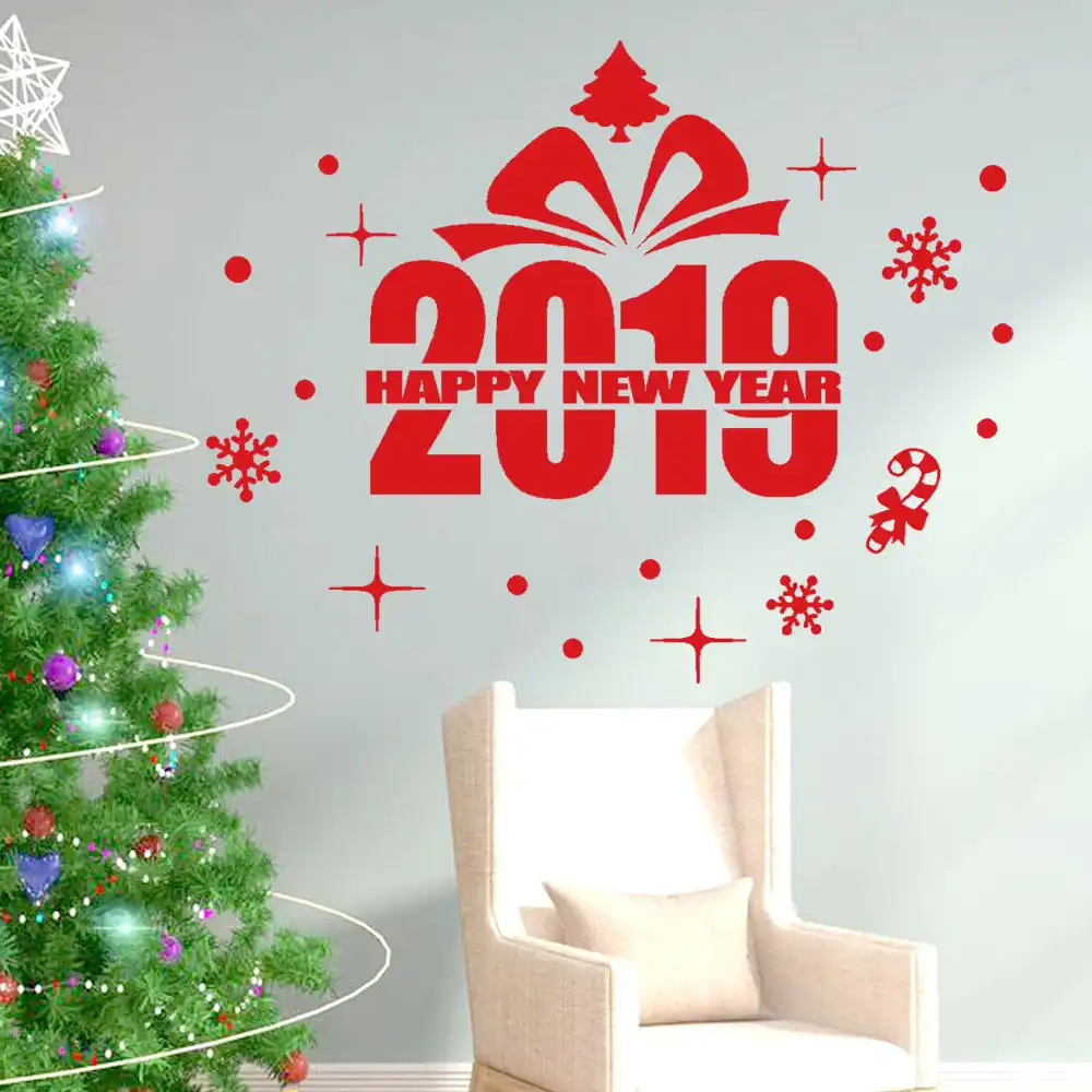 new year merry christmas snowflake wall sticker home shop