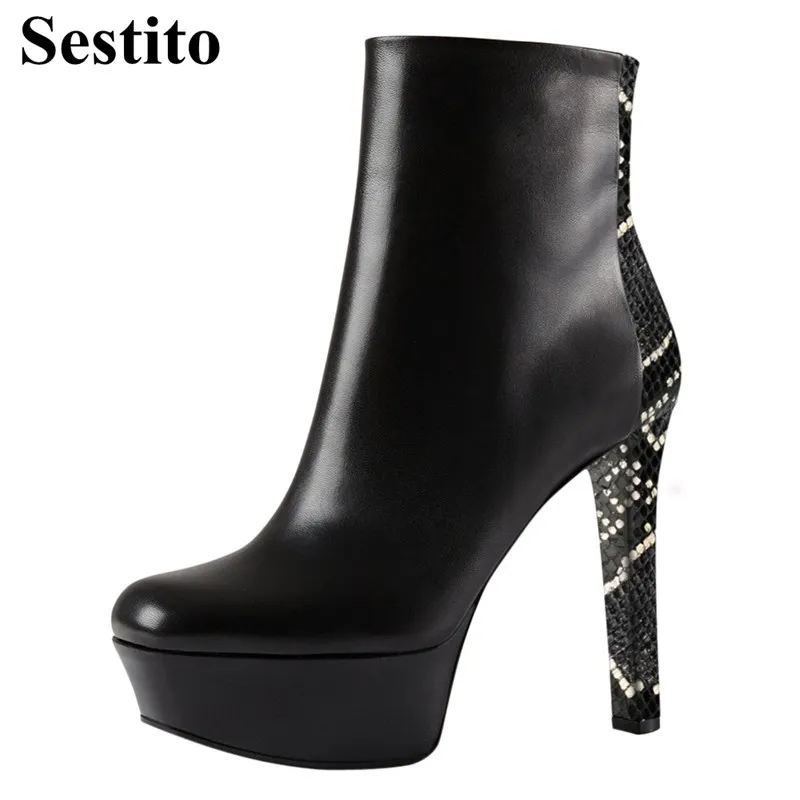 New 2018 Snake Pattern Black Thin Heels Platform Woman Boots Square Toe Super High Heel Ankle Boots For Women Zip Women Shoes
New 2018 Snake Pattern Black Thin Heels Platform Woman Boots Square Toe Super High Heel Ankle Boots For Women Zip Women Shoes