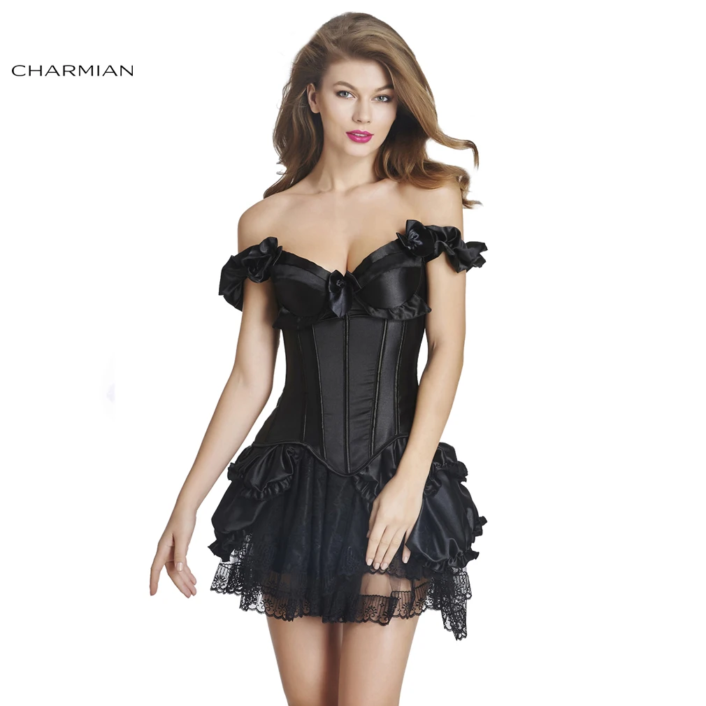Charmian Women's Sexy Retro Gothic Corset Dress Satin Lace Ruffles Zipper Vintage Corset Dress Black Corsets Bustiers Shapewear
Charmian Women's Sexy Retro Gothic Corset Dress Satin Lace Ruffles Zipper Vintage Corset Dress Black Corsets Bustiers Shapewear