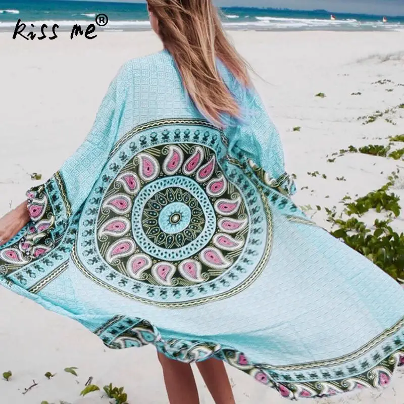 Printed Female Long Cardigan Loose Beach Cover Up Women's Tunic Blue Beachwear Cover-Ups Summer Clothes for Women
Printed Female Long Cardigan Loose Beach Cover Up Women's Tunic Blue Beachwear Cover-Ups Summer Clothes for Women