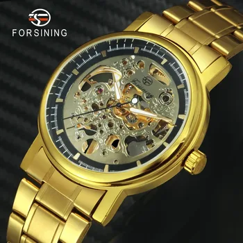 FORSINING Top Brand Luxury Fashion Casual Mechanical Watch Men Golden Stainless Steel Strap Skeleton Dial Business Wristwatches 
FORSINING Top Brand Luxury Fashion Casual Mechanical Watch Men Golden Stainless Steel Strap Skeleton Dial Business Wristwatches