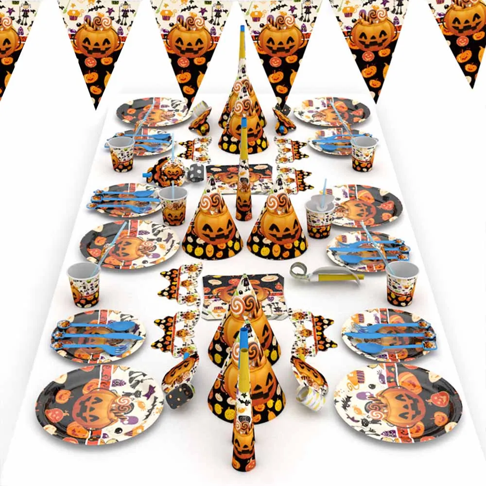 Halloween Decoration Party Supplies Set 13 Kinds 77pcs Tableware Disposable Plate Paper Cup Napkin Paperboard Party Favor
Halloween Decoration Party Supplies Set 13 Kinds 77pcs Tableware Disposable Plate Paper Cup Napkin Paperboard Party Favor
