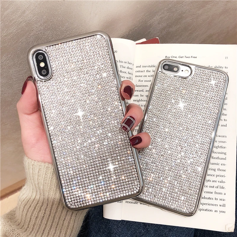 Luxury Silver Bling Diamond Phone Case for Iphone Xs Max Xr Plating Glitter Soft Tpu Case for Iphone 6s 7plus 8 X Back Cover
Luxury Silver Bling Diamond Phone Case for Iphone Xs Max Xr Plating Glitter Soft Tpu Case for Iphone 6s 7plus 8 X Back Cover