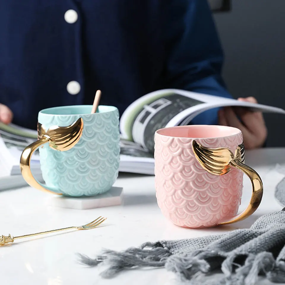 400ML Coffee Mug Little Mermaid Ceramic Mug Big Tea Milk Cups and Mugs Personal Office Creative 3D Gold Handle Cute Cup
400ML Coffee Mug Little Mermaid Ceramic Mug Big Tea Milk Cups and Mugs Personal Office Creative 3D Gold Handle Cute Cup
