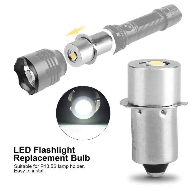 

1W P13.5S Led Flashlight Bulb, 100~110LM 2700~7000K Replacement Bulb Torch Lamp Emergency Work Light