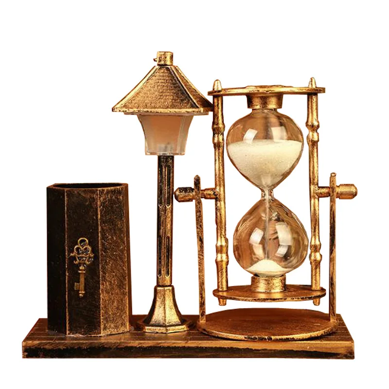 European Retro Pen Holder Hourglass Multifunction Sandy Hourglass Night Light Creative Crafts Ornaments Home Desktop Decorations
European Retro Pen Holder Hourglass Multifunction Sandy Hourglass Night Light Creative Crafts Ornaments Home Desktop Decorations