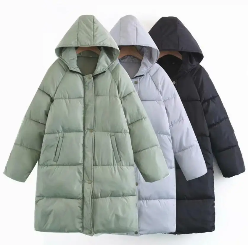 

2018 Korean version of the winter bread thickening warm long section fashion knee hooded cotton coat women's jacket