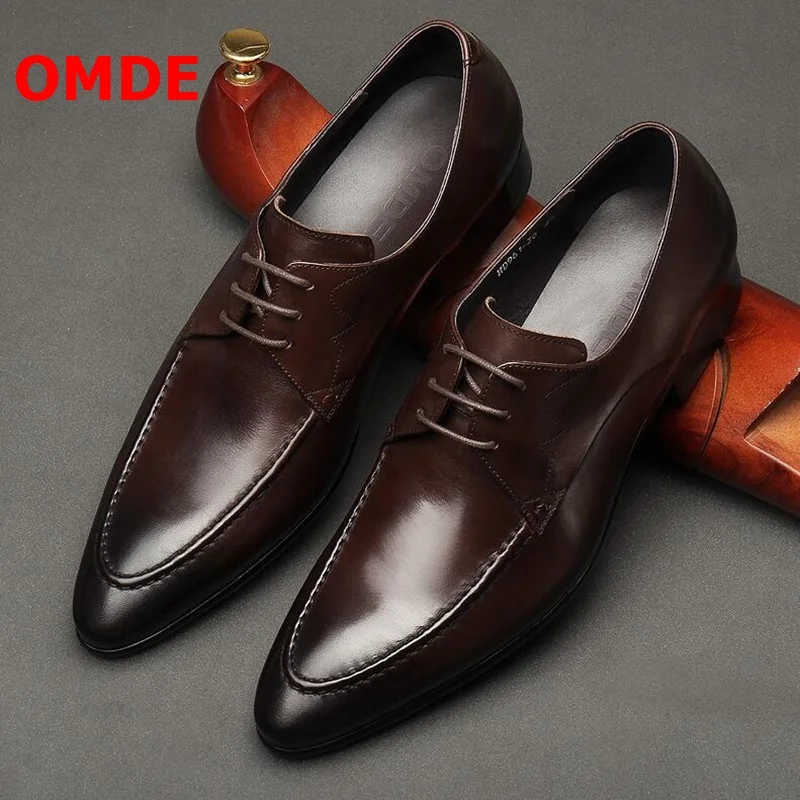 OMDE Brown Leather Pointed Toe Business Mens Shoes Fashion Lace-up Dress Shoes Handmade Formal Shoes Men Wedding Shoes
OMDE Brown Leather Pointed Toe Business Mens Shoes Fashion Lace-up Dress Shoes Handmade Formal Shoes Men Wedding Shoes