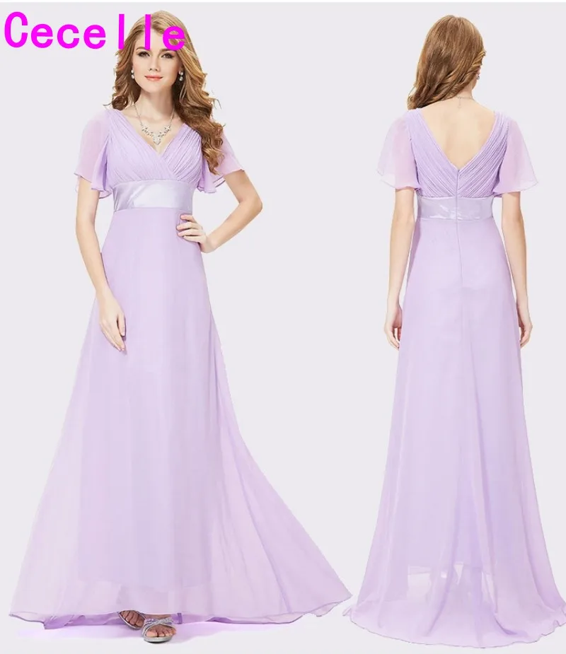 2019 Lilac Ruched Chiffon A-lline Beach Long Modest Bridesmaid Dresses With Sleeves V Neck Floor Length Wedding Party Dress
2019 Lilac Ruched Chiffon A-lline Beach Long Modest Bridesmaid Dresses With Sleeves V Neck Floor Length Wedding Party Dress