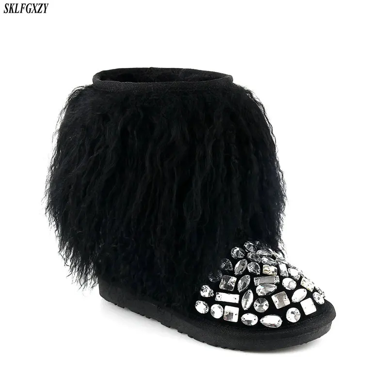 SKLFCXZY size 34-43 Winter flanged fox hair warm wool 100% genuine leather snow boots warm women's boots women's shoes
SKLFCXZY size 34-43 Winter flanged fox hair warm wool 100% genuine leather snow boots warm women's boots women's shoes