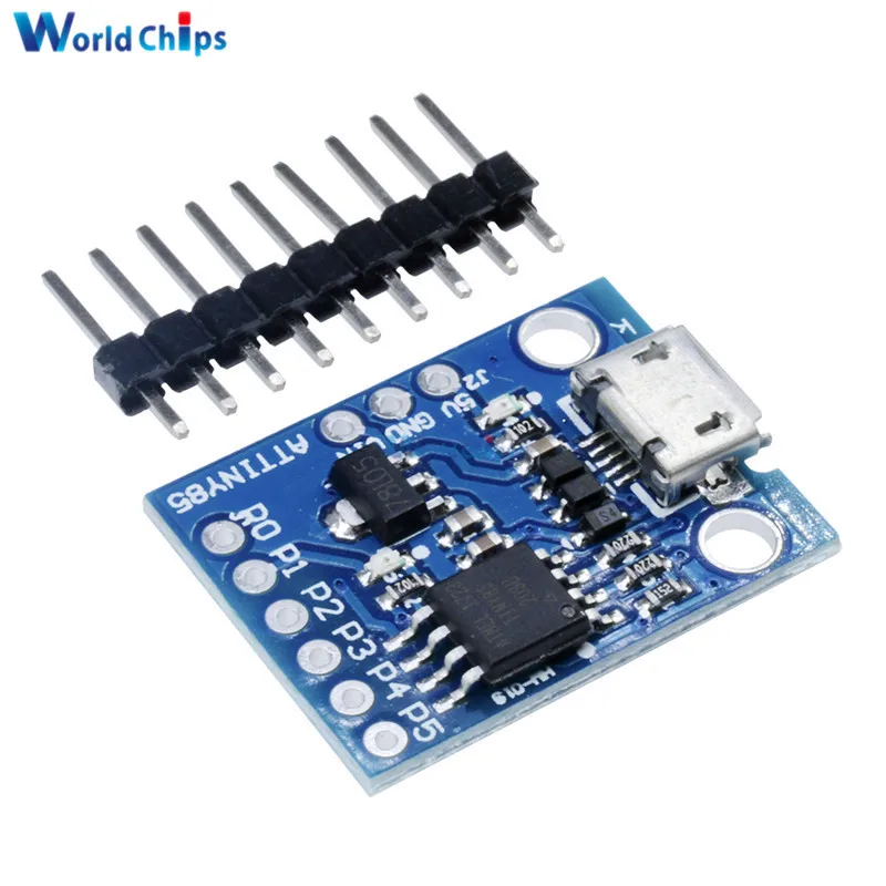 With Pins Attiny85 Digispark Kickstarter Development Board Module For Arduino Built-in USB 500ma 5V Regulator 8k Flash
With Pins Attiny85 Digispark Kickstarter Development Board Module For Arduino Built-in USB 500ma 5V Regulator 8k Flash
