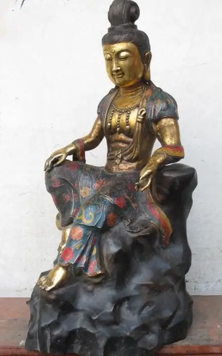 S03078 Tibetan Buddhism Fane Bronze gilt Cloisonne Sit hill Tara Guan yin Buddha statue
S03078 Tibetan Buddhism Fane Bronze gilt Cloisonne Sit hill Tara Guan yin Buddha statue