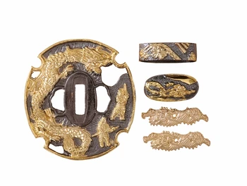 LYUESWORD New Dragon Tsuba Samurai Sword Katana Metal Fittings Gold Plated Menuki Fuchi Kashira
LYUESWORD New Dragon Tsuba Samurai Sword Katana Metal Fittings Gold Plated Menuki Fuchi Kashira
