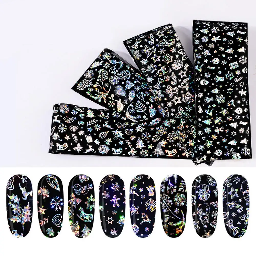 4pcs/pack Flower Lace Holographic Starry Nail Foil Christmas Snowflake Winter Star Rose Nail Art Transfer Sticker Manicure Decal
4pcs/pack Flower Lace Holographic Starry Nail Foil Christmas Snowflake Winter Star Rose Nail Art Transfer Sticker Manicure Decal