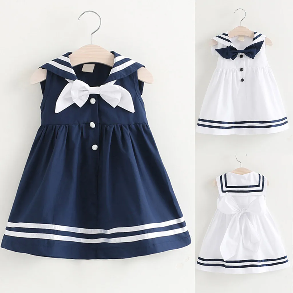 Summer Casual Kids Baby Girls Dress Clothes Set Sleeveless Navy Bowknot Dresses Sailor suit straight skirt One Piece етскя оежд
Summer Casual Kids Baby Girls Dress Clothes Set Sleeveless Navy Bowknot Dresses Sailor suit straight skirt One Piece етскя оежд