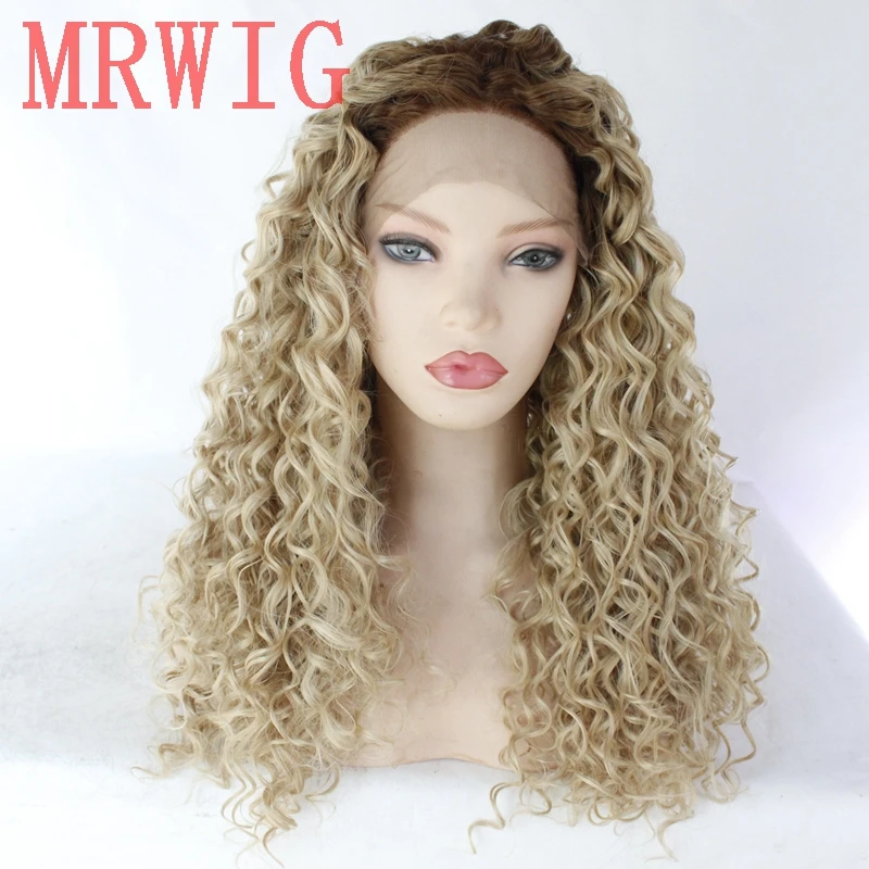 MRWIG kinky curly short dark roots brown ombre #613 mixed blonde 27#glueless synthetic lace front wig
MRWIG kinky curly short dark roots brown ombre #613 mixed blonde 27#glueless synthetic lace front wig
