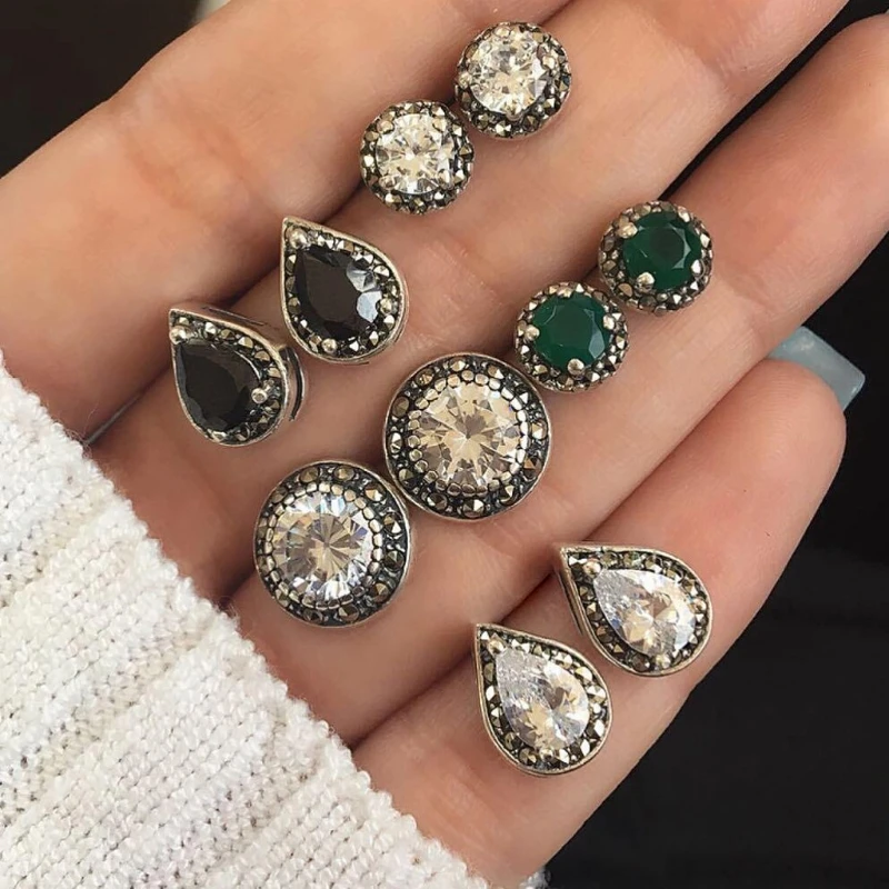 JAVRICK Bohemian 5 Pairs Shiny Cubic Zircon Austrian Crystal Assorted Stud Earrings Set
JAVRICK Bohemian 5 Pairs Shiny Cubic Zircon Austrian Crystal Assorted Stud Earrings Set