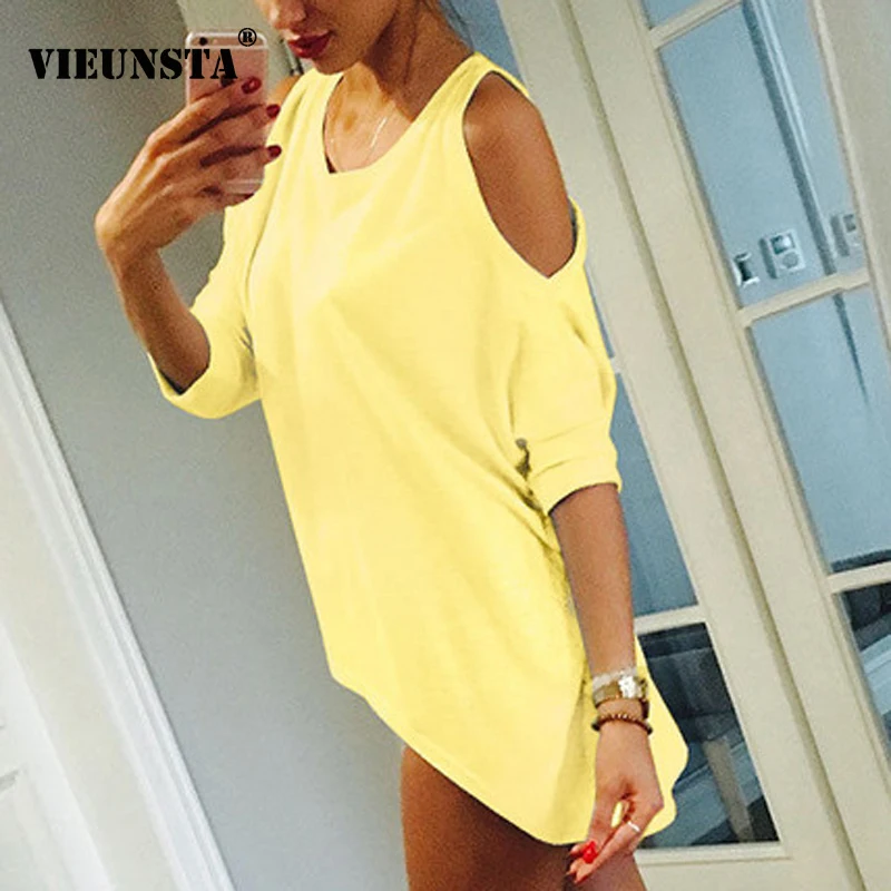 VIEUNSTA Kawaii Lady O-Neck Off Shoulder Shirt Women Solid Loose Irregular T-shirt Summer Three Quarter Sleeve Plus Size Tee Top
VIEUNSTA Kawaii Lady O-Neck Off Shoulder Shirt Women Solid Loose Irregular T-shirt Summer Three Quarter Sleeve Plus Size Tee Top