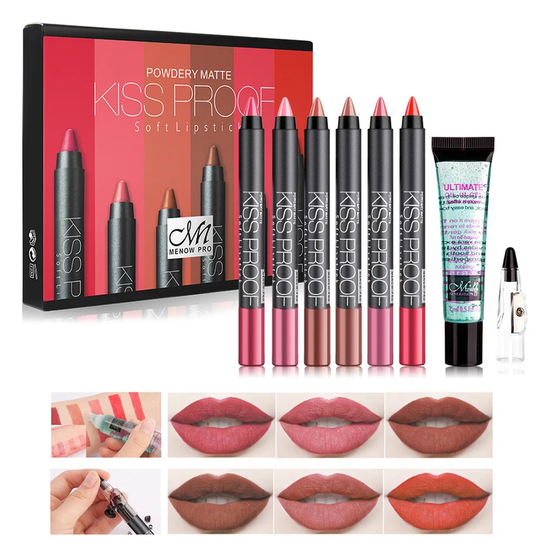 Professional Makeup Set 6 Kiss Proof Lipstick Make Up Kit & Pencil Sharpener & Remover Cosmetic Combination Waterproof Lip
Professional Makeup Set 6 Kiss Proof Lipstick Make Up Kit & Pencil Sharpener & Remover Cosmetic Combination Waterproof Lip