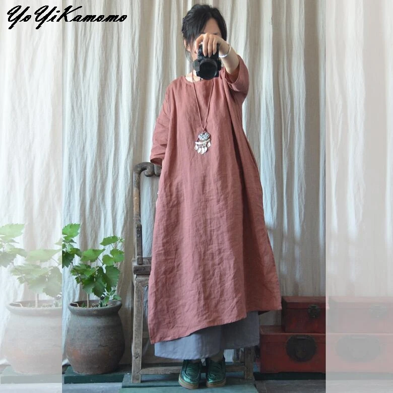 YoYiKamomo Cotton Linen Dress Women Summer Maxi 2018 New Original Loose Solid Color Vintage Women Robe
YoYiKamomo Cotton Linen Dress Women Summer Maxi 2018 New Original Loose Solid Color Vintage Women Robe