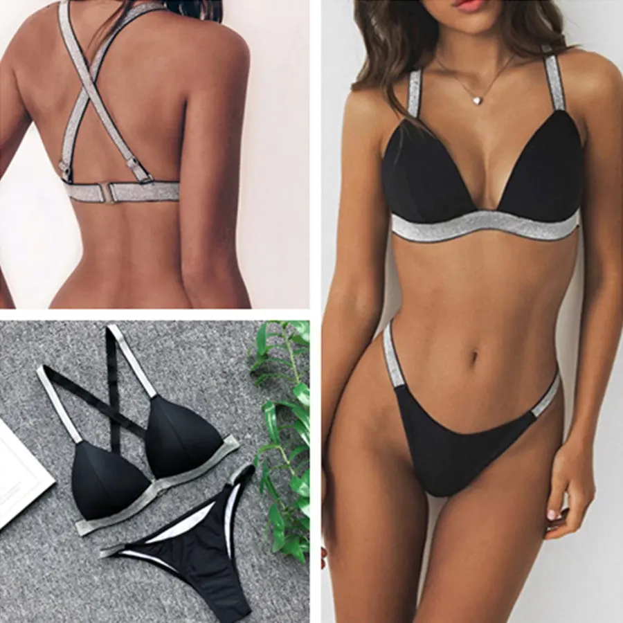 Bikini 2019 Bling-bling Shiny Sexy Women Swimwear Cross Back Brazilian Bikini Push Up Swimsuit Bandage Bathing Suits Bikini Set
Bikini 2019 Bling-bling Shiny Sexy Women Swimwear Cross Back Brazilian Bikini Push Up Swimsuit Bandage Bathing Suits Bikini Set