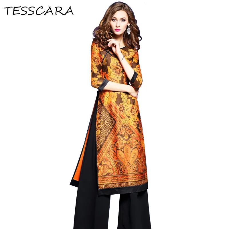 TESSCARA Women Autumn & Winter Fashion Dress Suit Set Female Casual Two-piece Suits Vintage Print Designer Long Dress & Pants
TESSCARA Women Autumn & Winter Fashion Dress Suit Set Female Casual Two-piece Suits Vintage Print Designer Long Dress & Pants