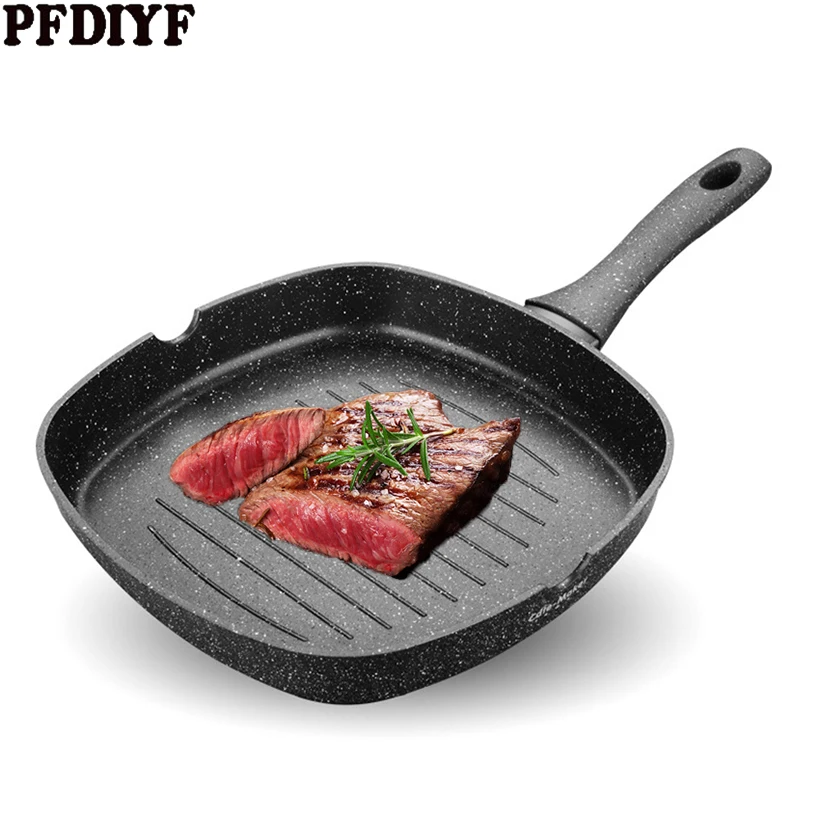 28cm Maifan Stone Square Steak Pan Non-Stick Frying Pan Barbecue Steak special striped Pan for Home Outdoor Camping Cookware
28cm Maifan Stone Square Steak Pan Non-Stick Frying Pan Barbecue Steak special striped Pan for Home Outdoor Camping Cookware