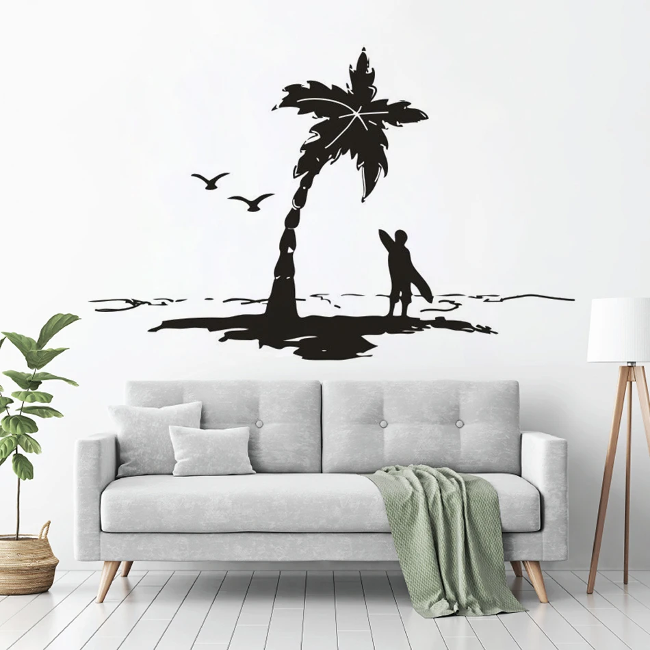 Surfer With Surfboards Wall Sticker Beach Trees Vinyl Wall Decal Home Bathroom Décoration Sea Gulls Sunset Wall Art Mural AZ711
Surfer With Surfboards Wall Sticker Beach Trees Vinyl Wall Decal Home Bathroom Décoration Sea Gulls Sunset Wall Art Mural AZ711