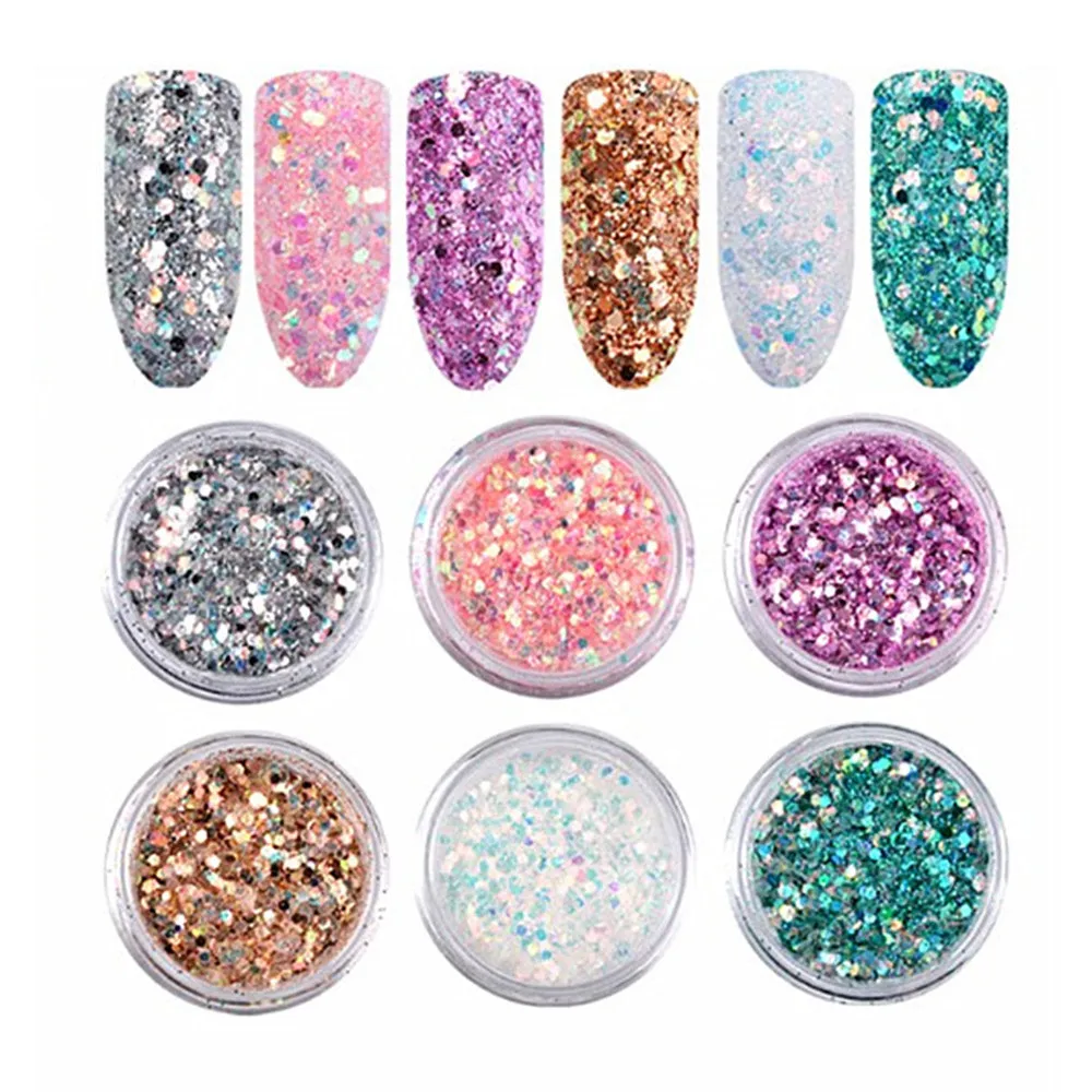 6boxes/set Holographic Mixed Nail Glitter Powder Sequins Shinning Laser Nail Flakes 3D DIY Charm Dust Nail Art Decoration h
6boxes/set Holographic Mixed Nail Glitter Powder Sequins Shinning Laser Nail Flakes 3D DIY Charm Dust Nail Art Decoration h
