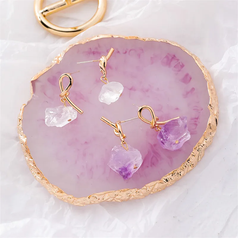 New Transparent Irregular Stone Drop Earrings for Women Korean Purple Temperament Metal Knotted Female Ear Jewelry
New Transparent Irregular Stone Drop Earrings for Women Korean Purple Temperament Metal Knotted Female Ear Jewelry