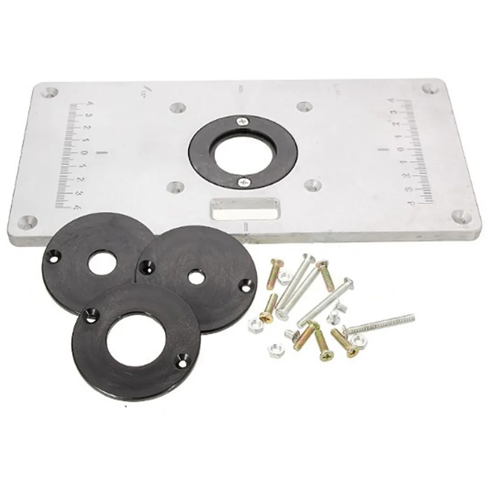 Durable Aluminium Alloy Practical With 4 Insert Rings Screws Router Table Plate Woodworking Tools Multifunctional For Trimmer
Durable Aluminium Alloy Practical With 4 Insert Rings Screws Router Table Plate Woodworking Tools Multifunctional For Trimmer