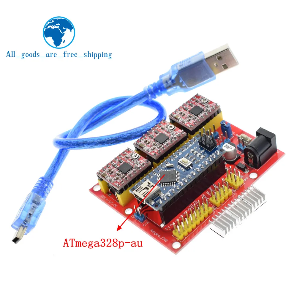 TZT 3DV4 CNC Shield V4 + Nano 3.0 + 3pcs A4988 Reprap Stepper Drivers Set For Arduino
TZT 3DV4 CNC Shield V4 + Nano 3.0 + 3pcs A4988 Reprap Stepper Drivers Set For Arduino