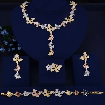 Unique Colorful Butterfly Jewelry African Collar Necklace Earrings Bracelet Ring Set Cubic Zirconia Jewelry ensemble bijoux
Unique Colorful Butterfly Jewelry African Collar Necklace Earrings Bracelet Ring Set Cubic Zirconia Jewelry ensemble bijoux
