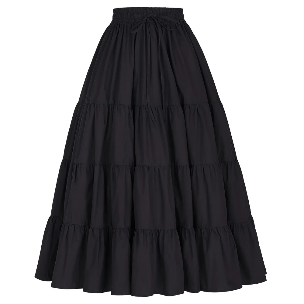 Fashion Black Pleated Women Skirts Autumn Winter Free Size Casual Long Skirt Cotton High Waist Vintage Maxi Skirt Faldas Saia
Fashion Black Pleated Women Skirts Autumn Winter Free Size Casual Long Skirt Cotton High Waist Vintage Maxi Skirt Faldas Saia