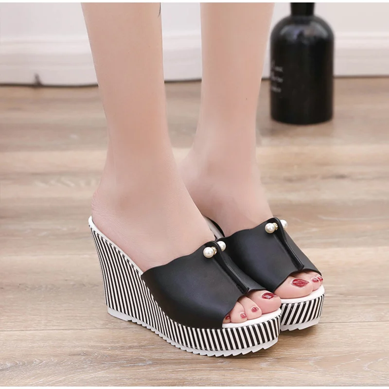Woman High Heels Wedge Slippers Summer Female Platform Stripe Pearl Sandals Peep Toe Flip Flops Ladies Casual Shoes Sandalias
Woman High Heels Wedge Slippers Summer Female Platform Stripe Pearl Sandals Peep Toe Flip Flops Ladies Casual Shoes Sandalias